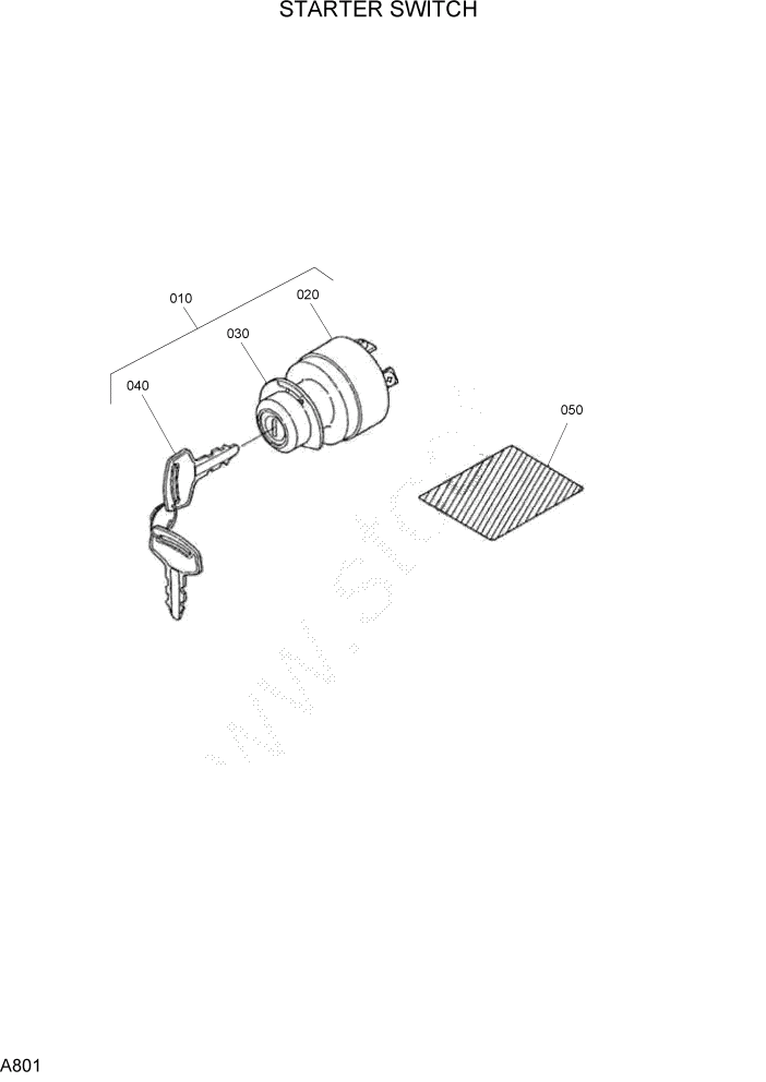 Схема запчастей Hyundai HSL1500T - PAGE A801 STARTER SWITCH ДВИГАТЕЛЬ БАЗА