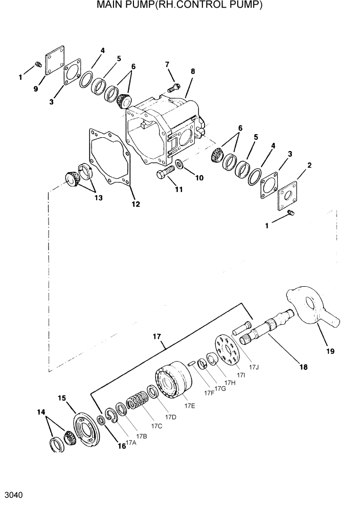 Схема запчастей Hyundai HSL610 - PAGE 3040 MAIN PUMP(RH ONTROL PUMP) ГИДРАВЛИЧЕСКАЯ СИСТЕМА