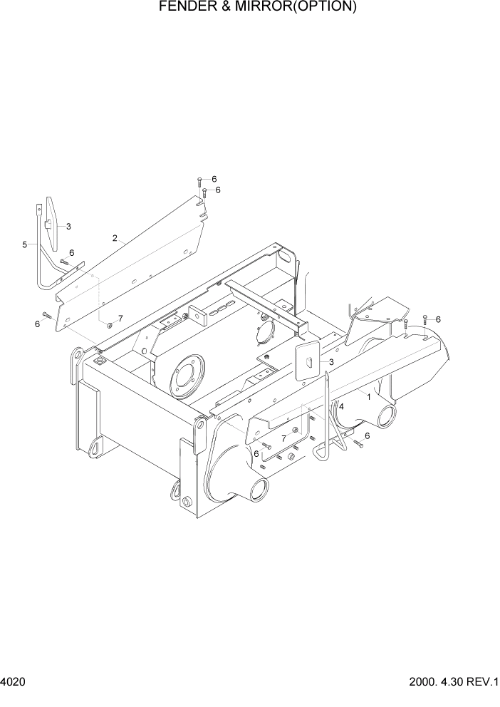 Схема запчастей Hyundai HSL610 - PAGE 4020 FENDER & MIRROR(OPTION) СТРУКТУРА