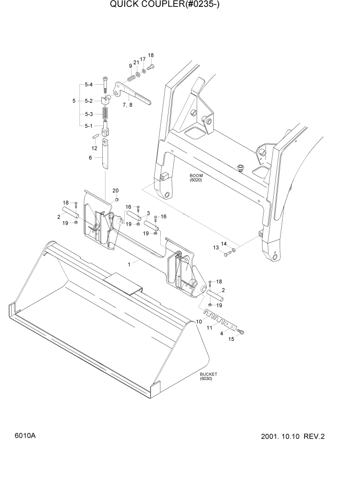 Схема запчастей Hyundai HSL610 - PAGE 6010A QUICK COUPLER(#0235-) РАБОЧЕЕ ОБОРУДОВАНИЕ