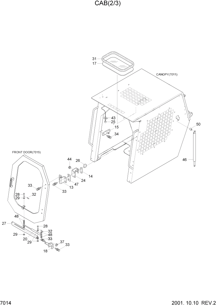 Схема запчастей Hyundai HSL610 - PAGE 7014 CAB(2/3) КАБИНА