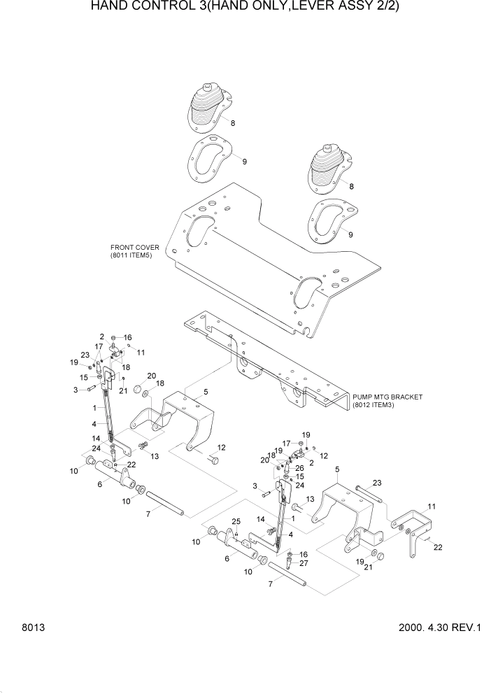 Схема запчастей Hyundai HSL610 - PAGE 8013 HAND CONTROL 3(HAND ONLY,LEVER ASSY 2/2) СИСТЕМА УПРАВЛЕНИЯ