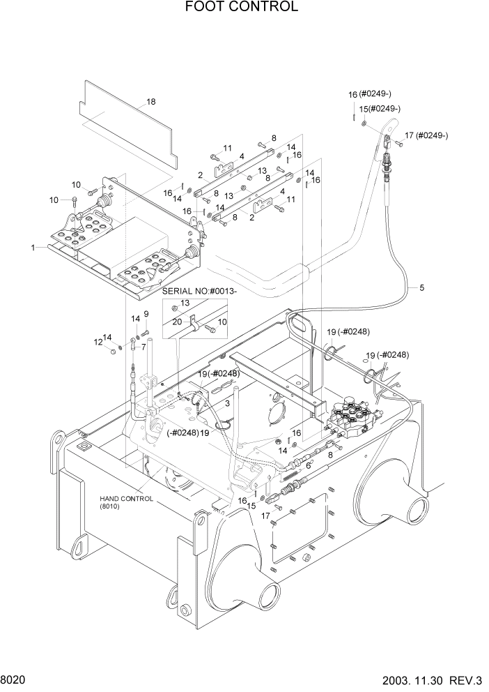Схема запчастей Hyundai HSL610 - PAGE 8020 FOOT CONTROL СИСТЕМА УПРАВЛЕНИЯ