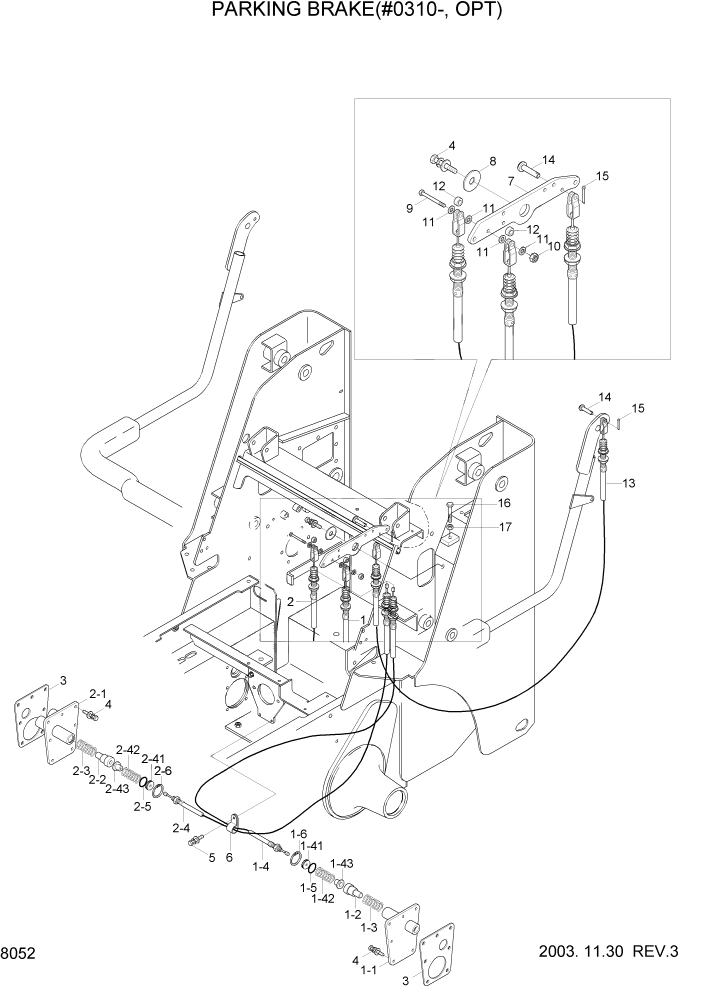 Схема запчастей Hyundai HSL610 - PAGE 8052 PARKING BRAKE(#0310-, OPT) СИСТЕМА УПРАВЛЕНИЯ