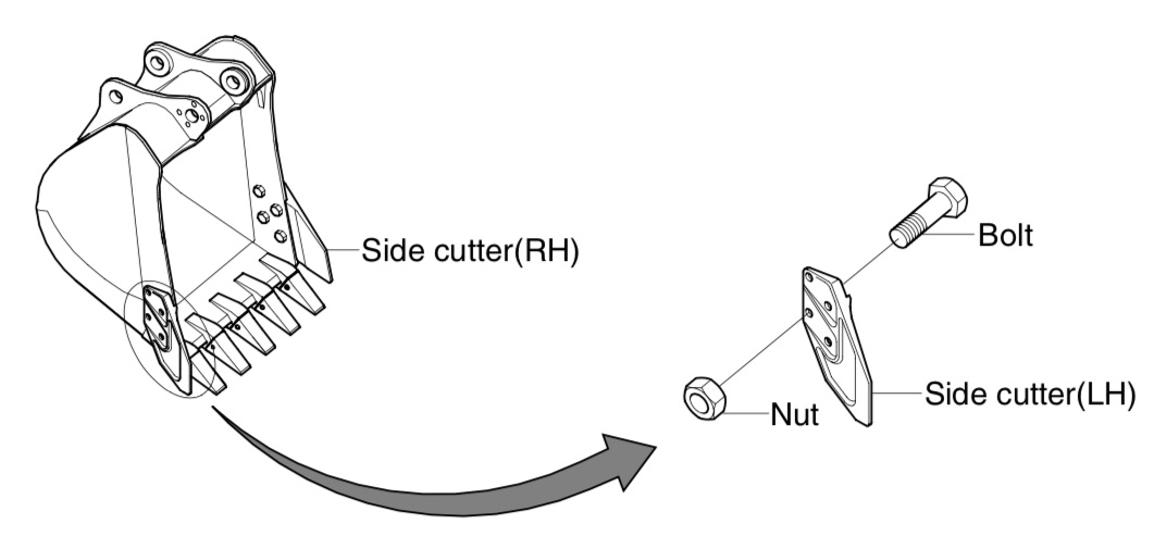 Схема запчастей Hyundai R80-7 - General bucket (ковш) Service bucket (ковш)