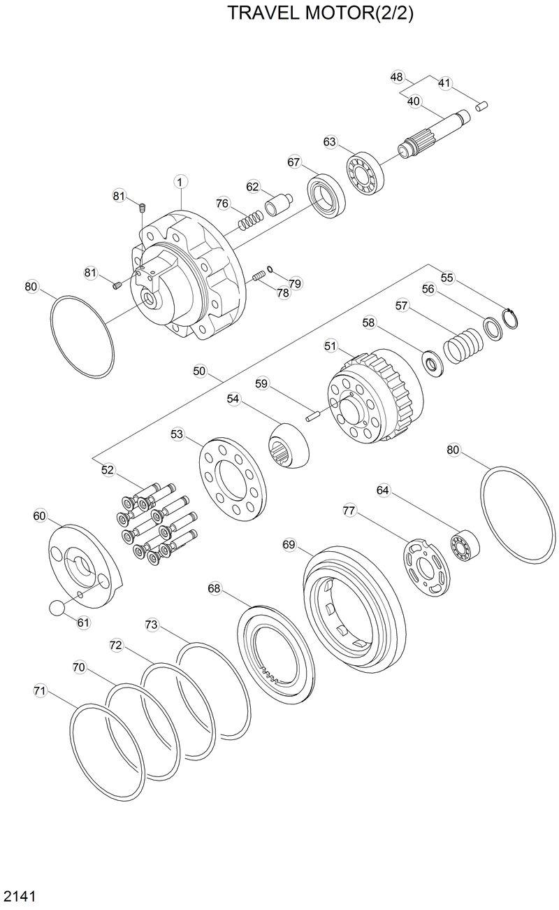 Схема запчастей Hyundai R130LC - TRAVEL MOTOR(2/2) 