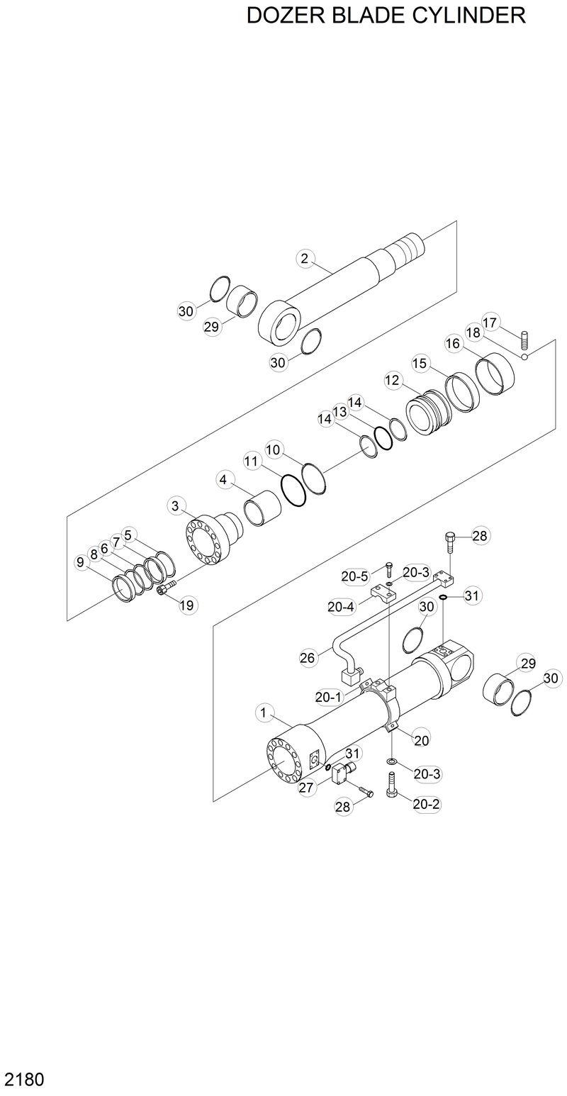 Схема запчастей Hyundai R130LC - DOZER BLADE CYLINDER 