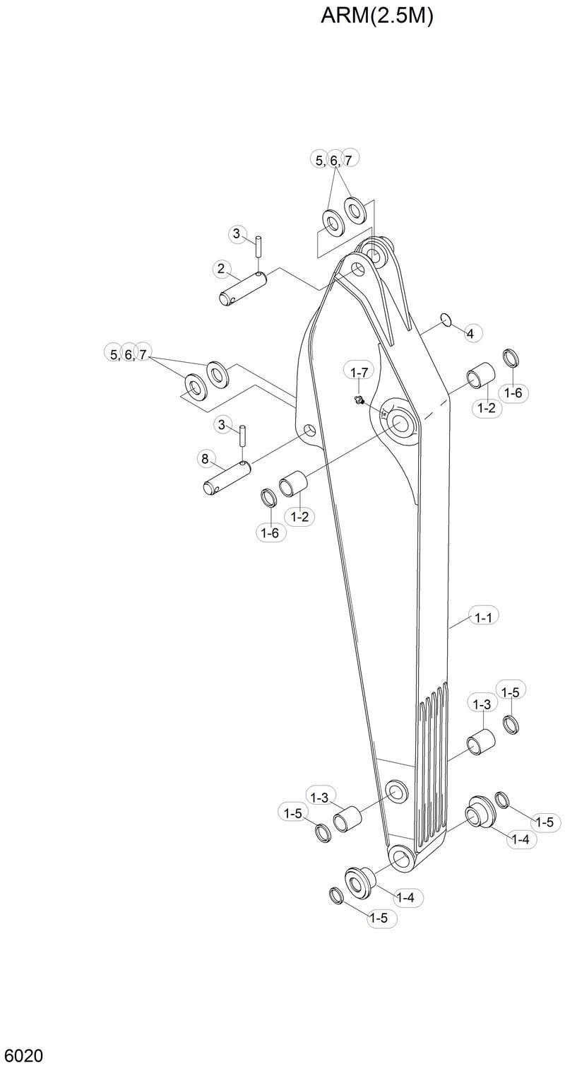 Схема запчастей Hyundai R130LC - ARM(2.5M) 