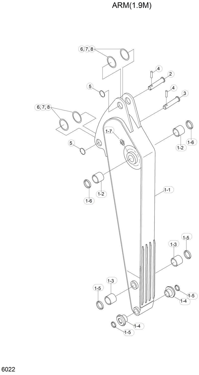 Схема запчастей Hyundai R130LC - ARM(1.9M) 