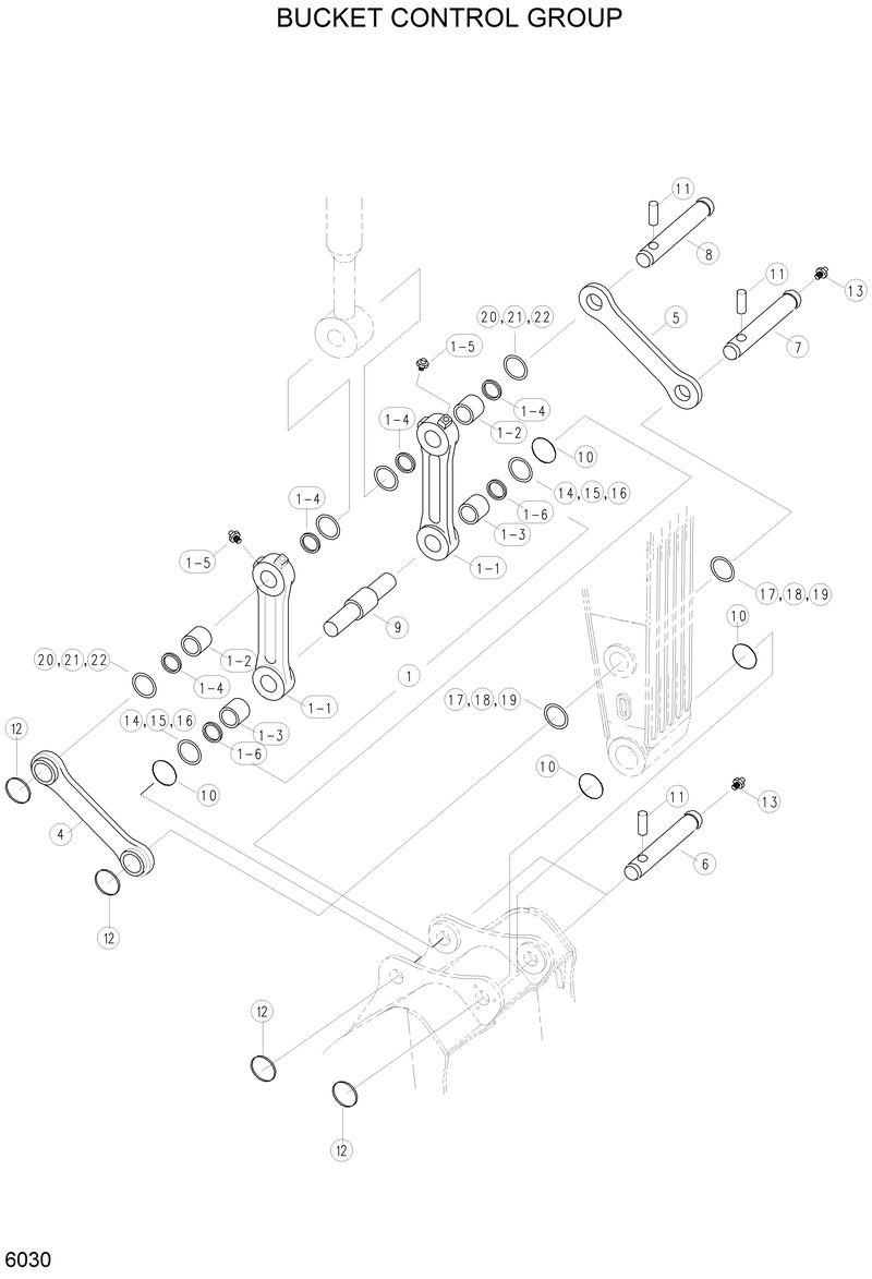 Схема запчастей Hyundai R130LC - BUCKET CONTROL GROUP 