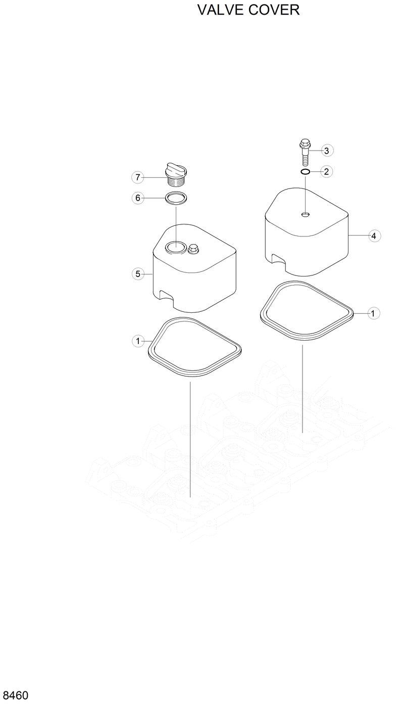 Схема запчастей Hyundai R130LC - VALVE COVER 