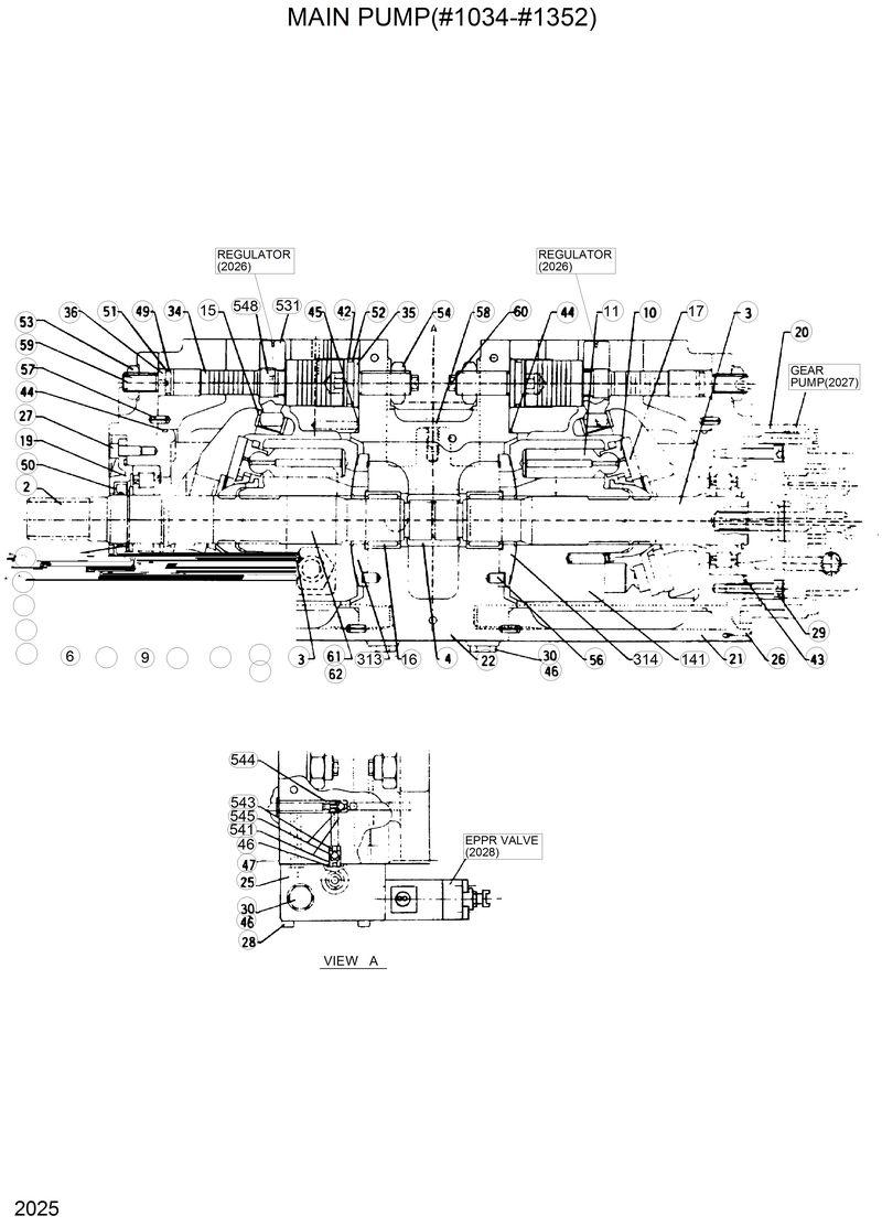 Схема запчастей Hyundai R200LC - MAIN PUMP(#1034-#1352) 