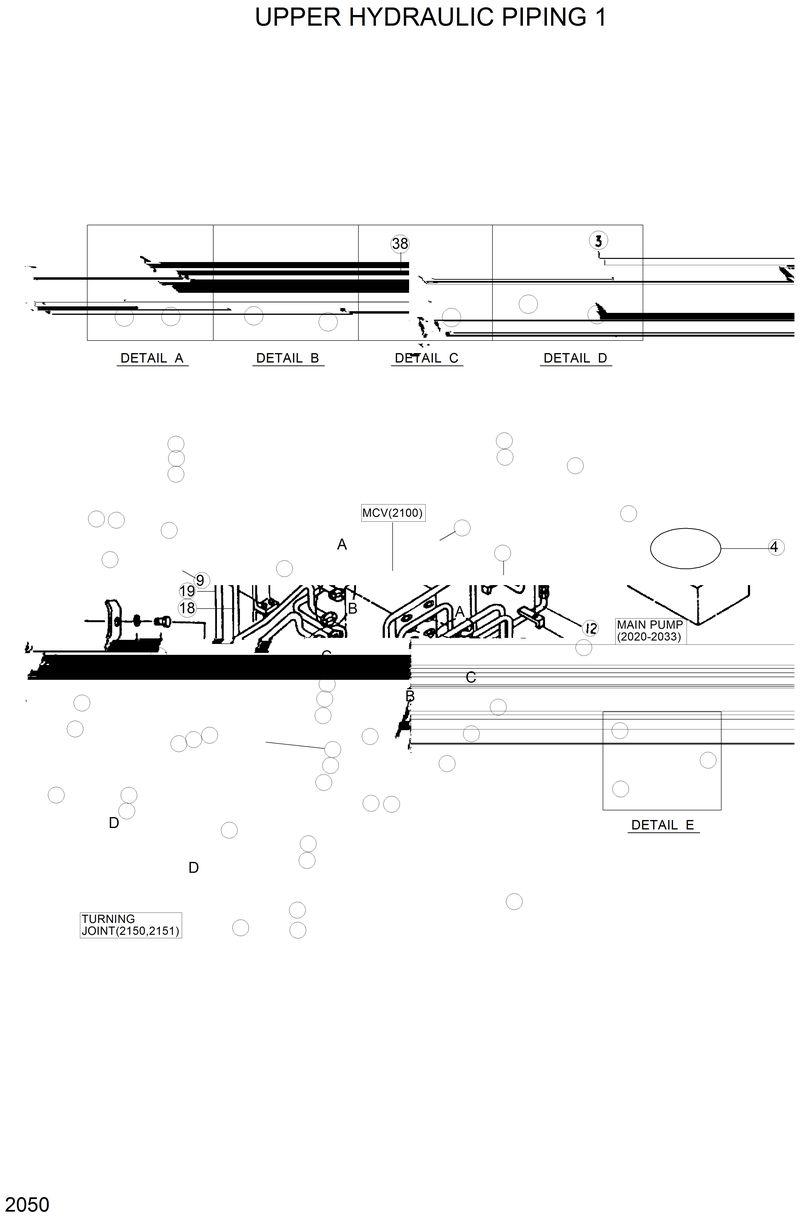 Схема запчастей Hyundai R200LC - UPPER HYDRAULIC PIPING 1 