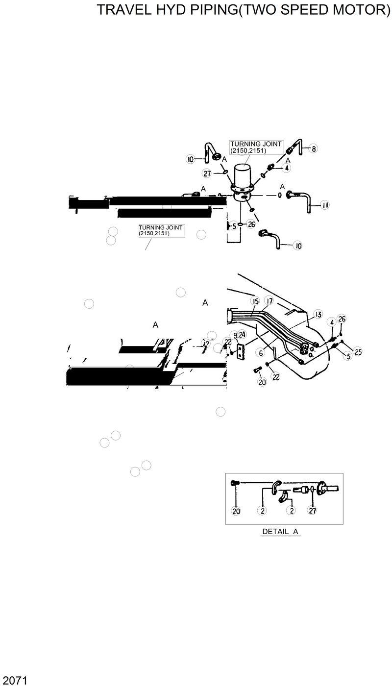 Схема запчастей Hyundai R200LC - TRAVEL HYD PIPING(TWO SPEED MOTOR) 