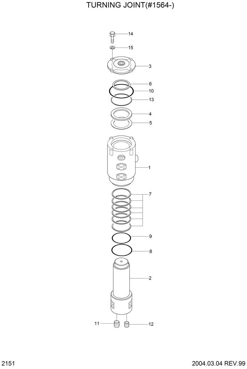 Схема запчастей Hyundai R200LC - TURNING JOINT(#1564-) 