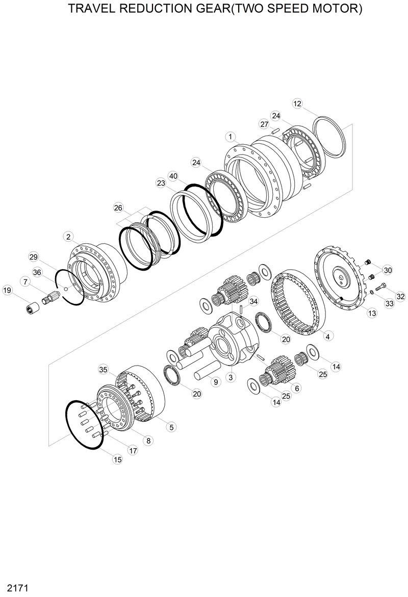 Схема запчастей Hyundai R200LC - TRAVEL REDUCTION GEAR(TWO SPEED MOTOR) 