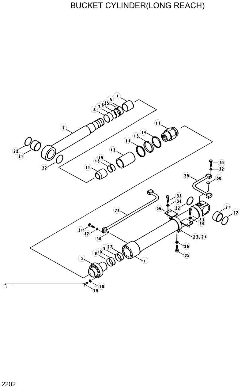 Схема запчастей Hyundai R200LC - BUCKET CYLINDER(LONG REACH) 