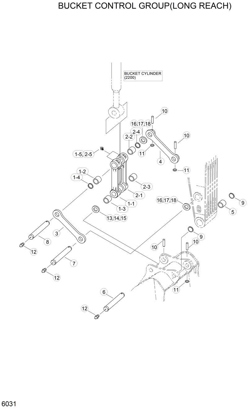 Схема запчастей Hyundai R200LC - BUCKET CONTROL GROUP(LONG REACH) 