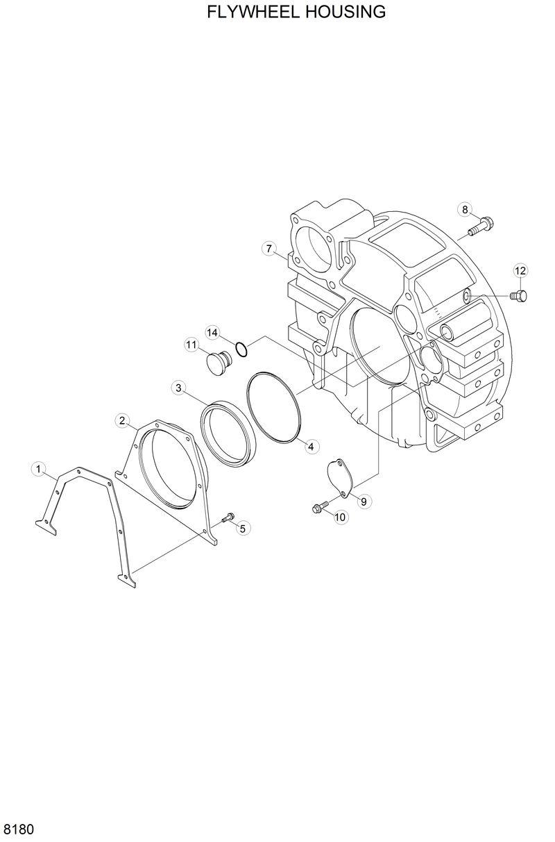 Схема запчастей Hyundai R200LC - FLYWHEEL HOUSING 