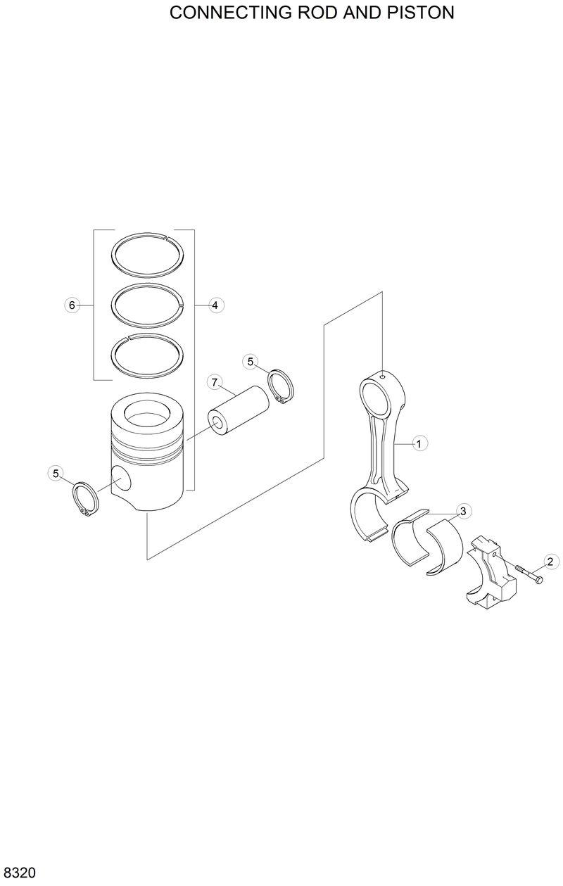 Схема запчастей Hyundai R200LC - CONNECTING ROD AND PISTON 