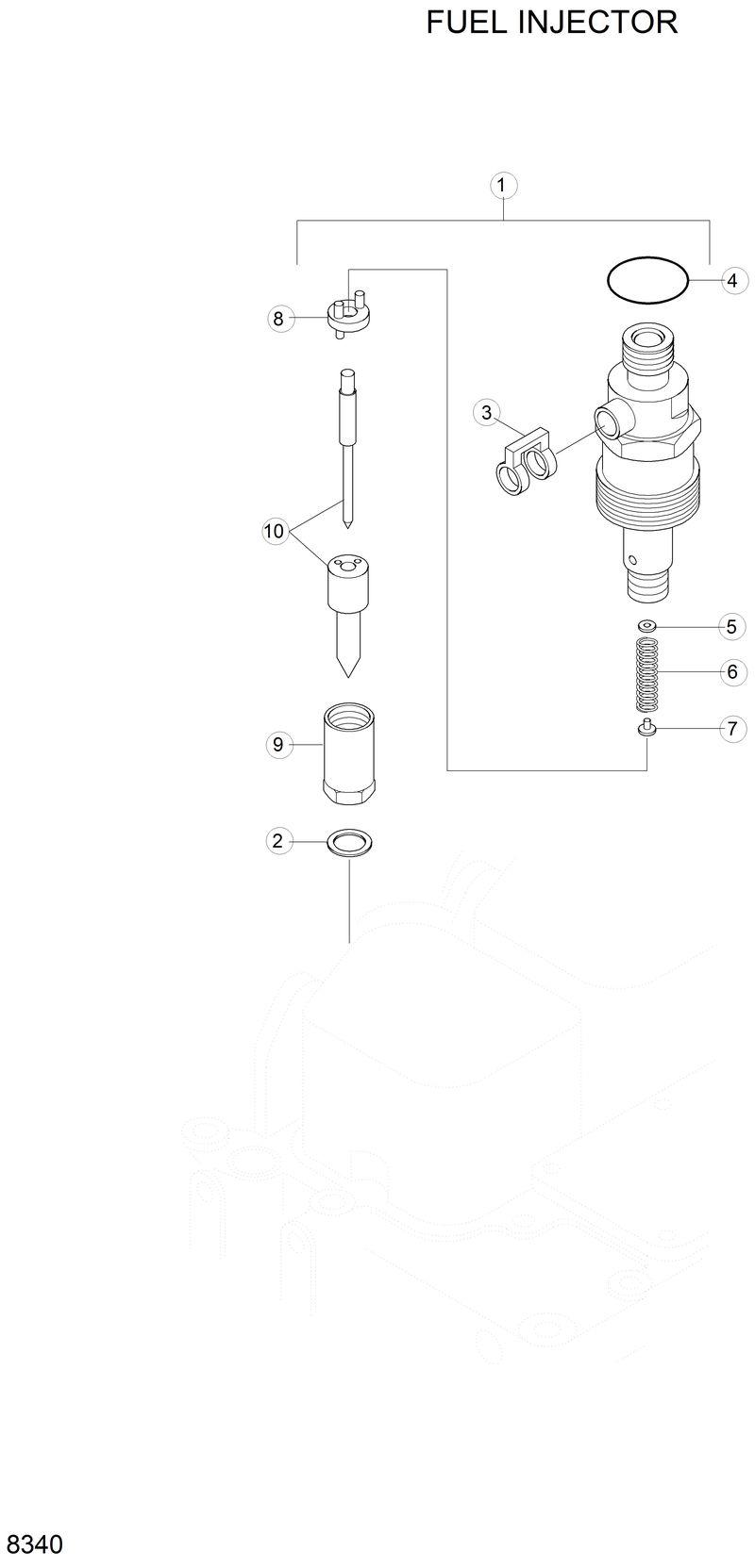 Схема запчастей Hyundai R200LC - FUEL INJECTOR 