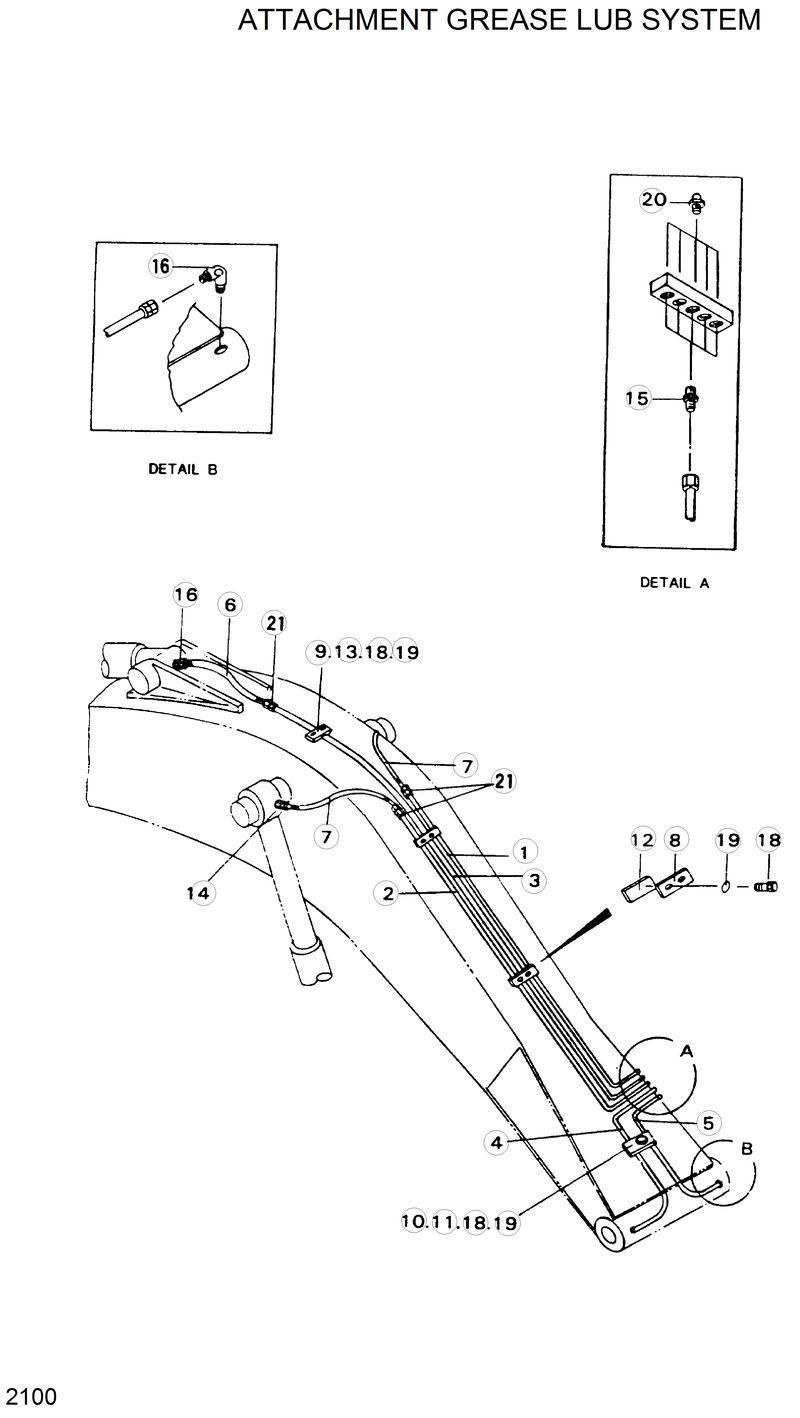 Схема запчастей Hyundai R280LC - ATTACHMENT GREASE LUB SYSTEM 