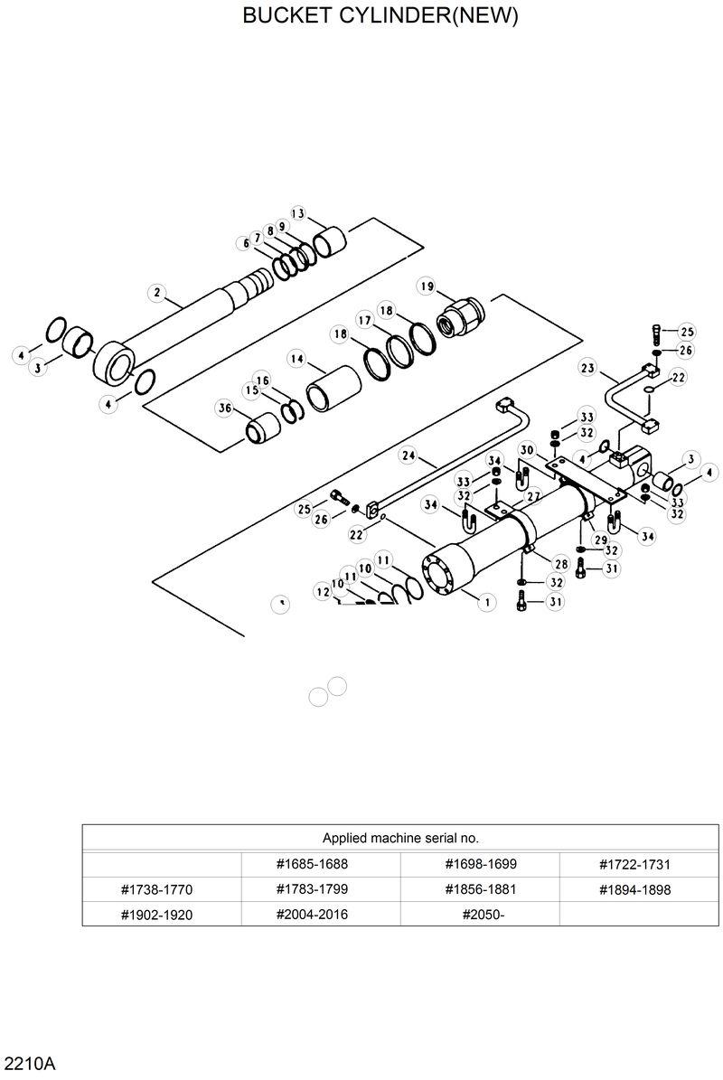 Схема запчастей Hyundai R280LC - BUCKET CYLINDER(NEW) 