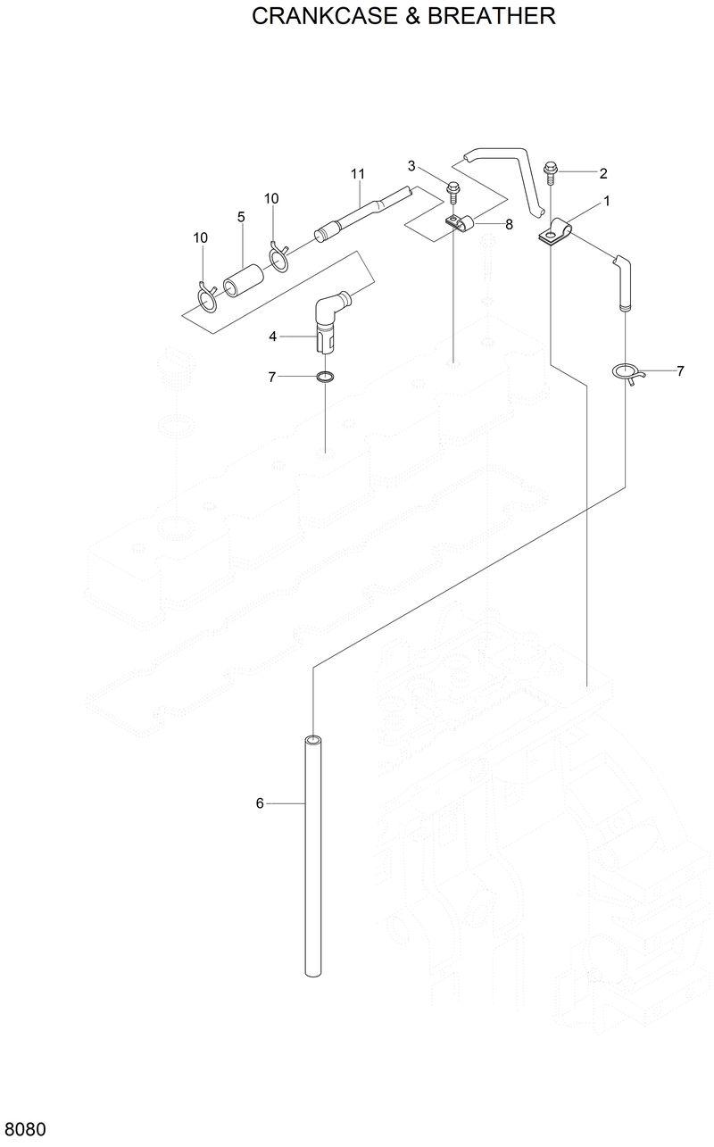 Схема запчастей Hyundai R280LC - CRANKCASE BREATHER 