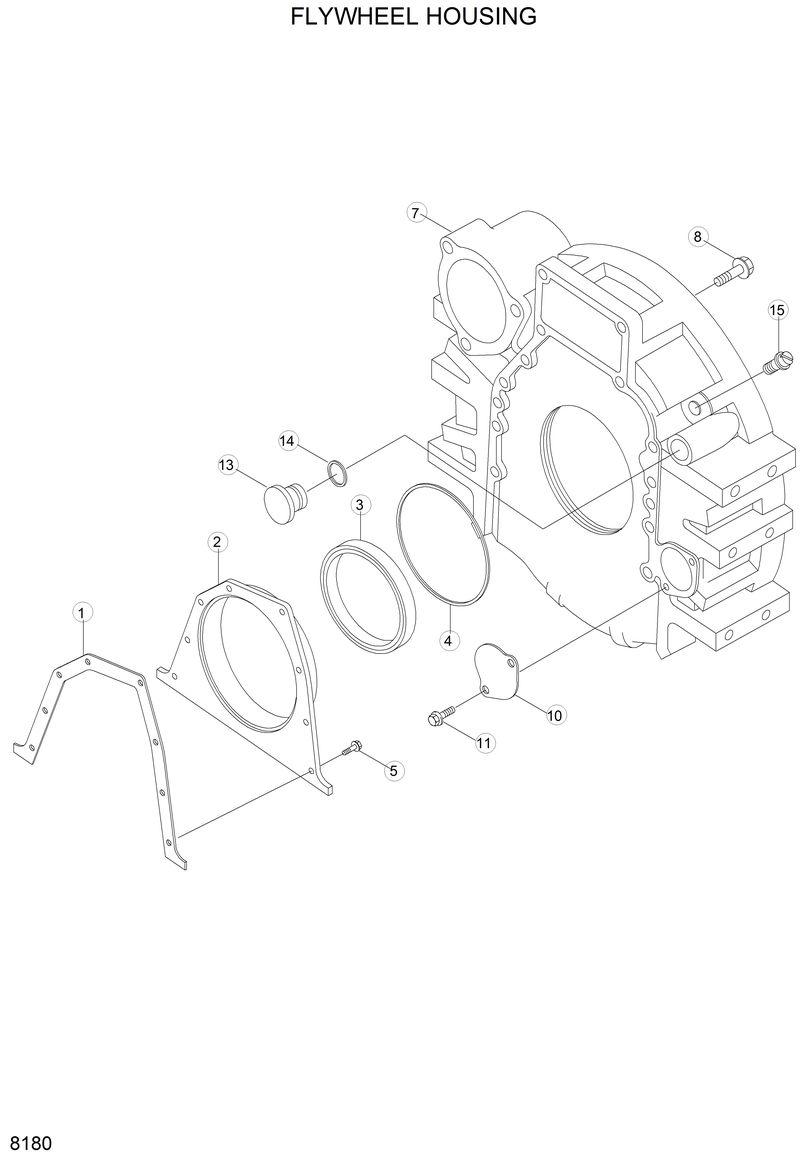 Схема запчастей Hyundai R280LC - FLYWHEEL HOUSING 