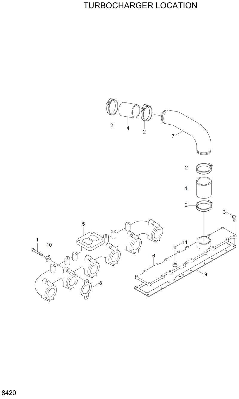 Схема запчастей Hyundai R280LC - TUBOCHARGER LOCATION 