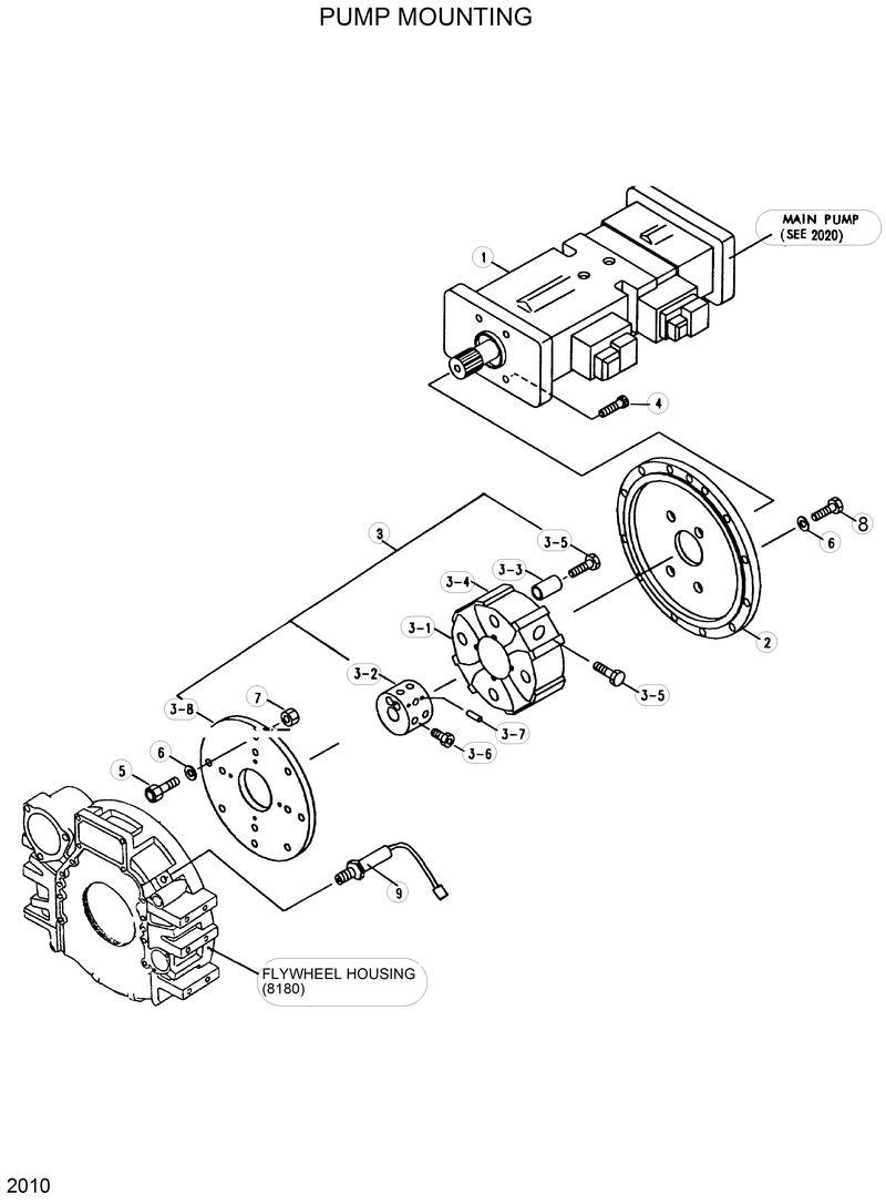 Схема запчастей Hyundai R290LC - PUMP MOUNTING 