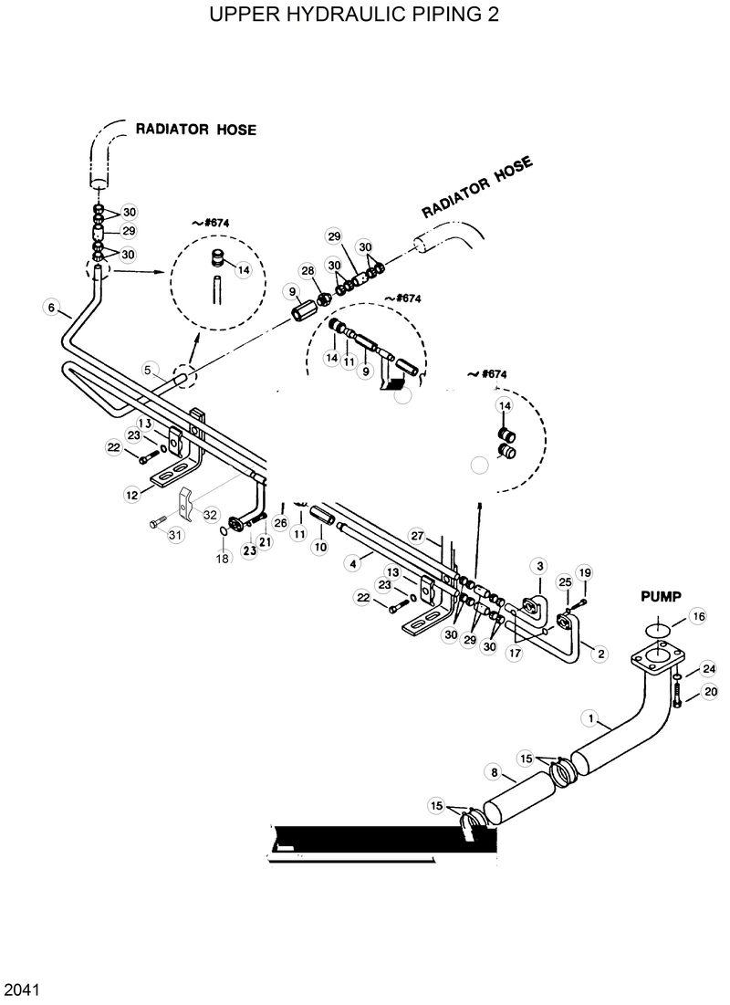 Схема запчастей Hyundai R290LC - UPPER HYDRAULIC PIPING 2 