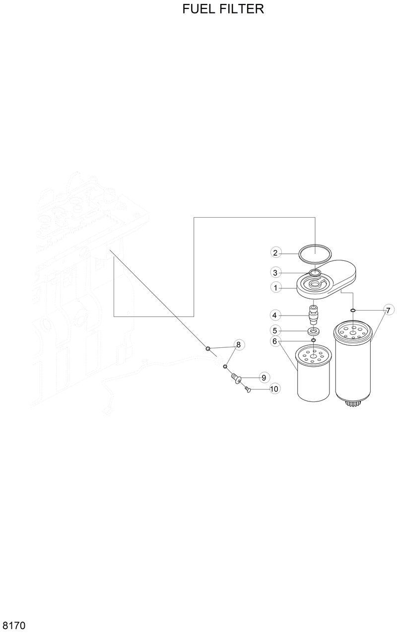Схема запчастей Hyundai R290LC - FUEL FILTER 