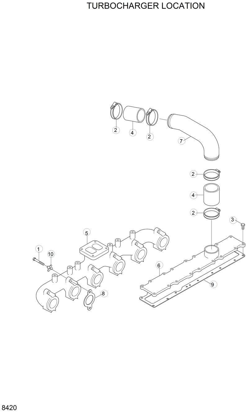Схема запчастей Hyundai R290LC - TUBOCHARGER LOCATION 