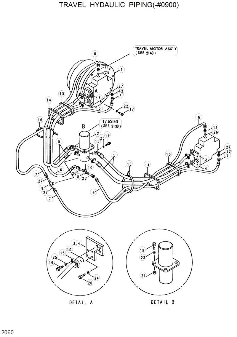 Схема запчастей Hyundai R320LC - TRAVEL HYDRAULIC PIPING(-#0900) 