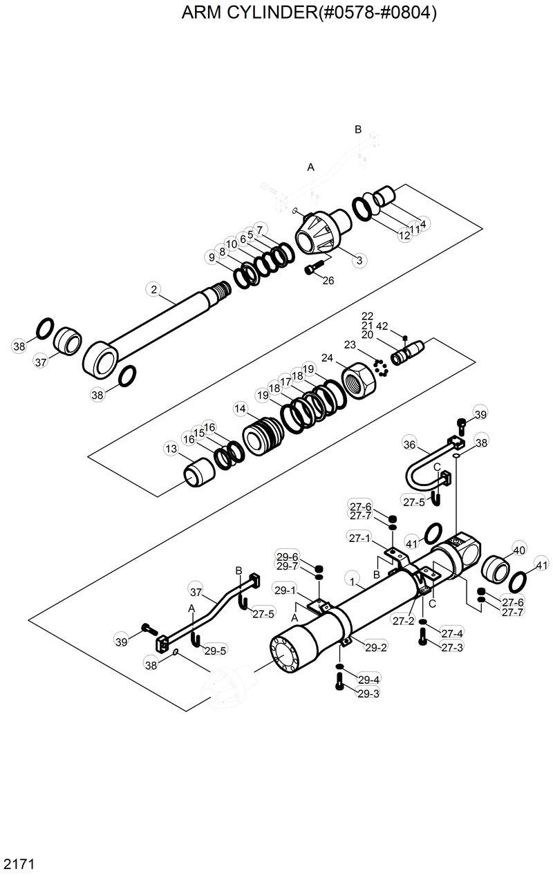 Схема запчастей Hyundai R320LC - ARM CYLINDER(#0578-#0804) 