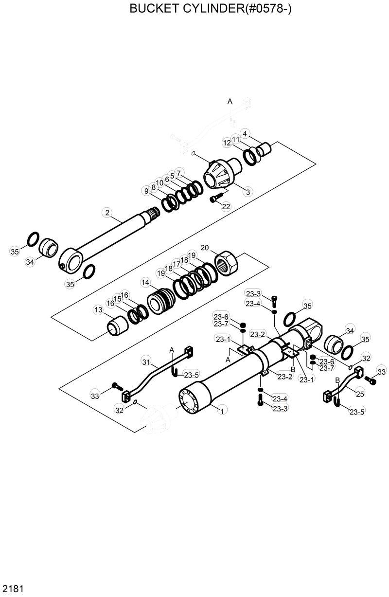 Схема запчастей Hyundai R320LC - BUCKET CYLINDER(#0578-) 