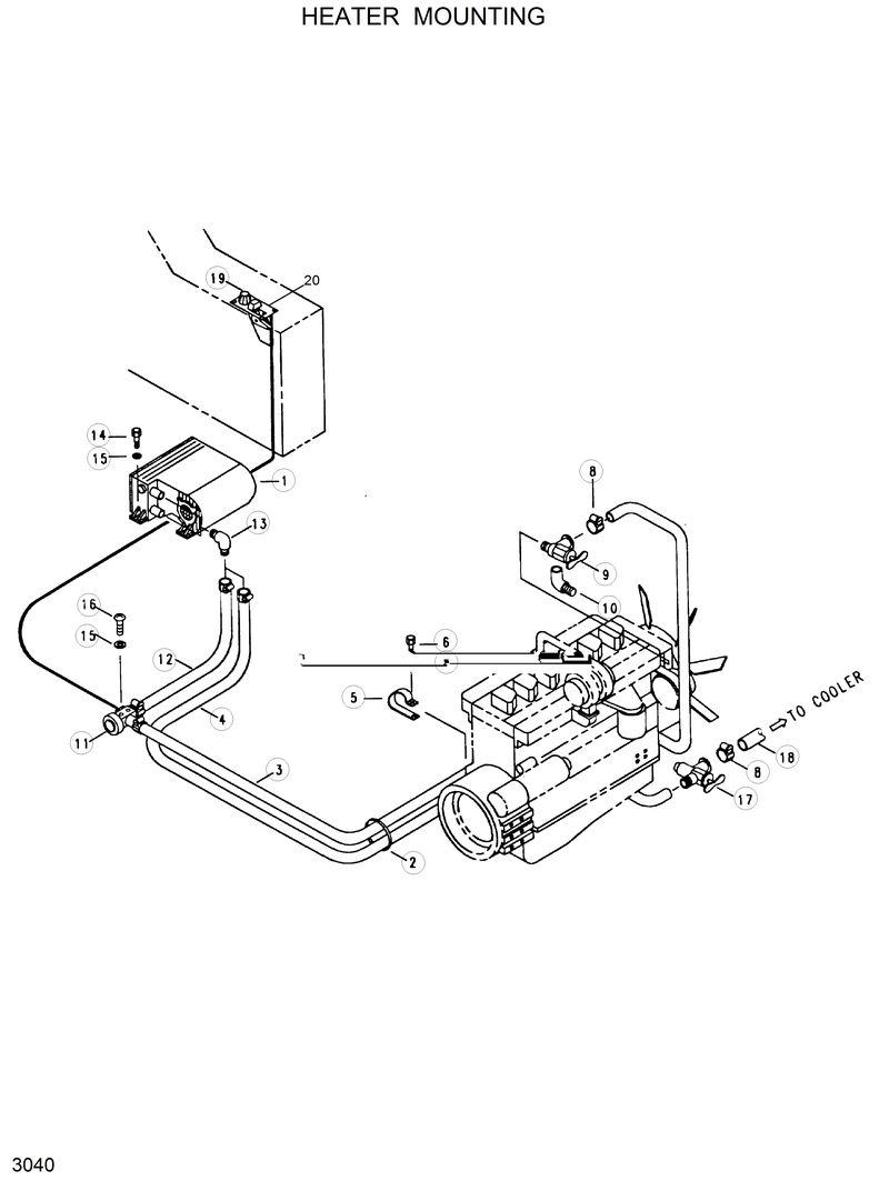 Схема запчастей Hyundai R320LC - HEATER MOUNTING 