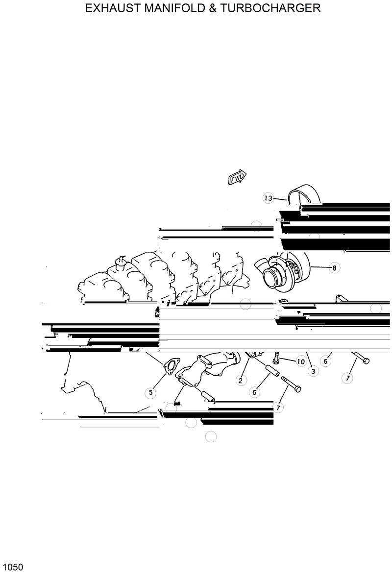 Схема запчастей Hyundai R420 - EXHAUST MANIFOLD &amp; TURBOCHARGER 