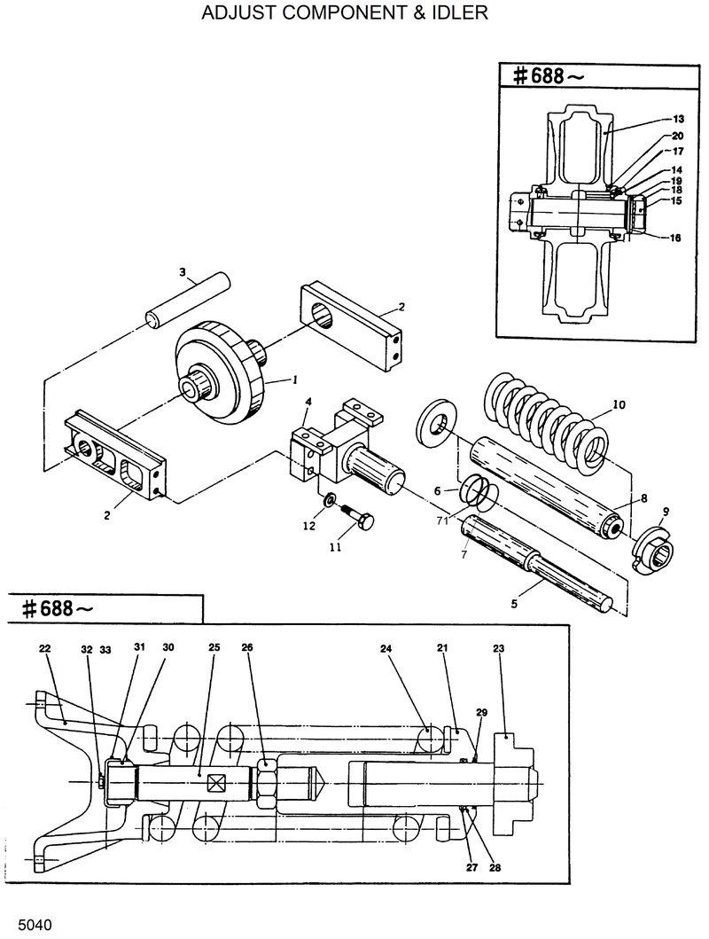 Схема запчастей Hyundai R420 - ADJUST COMPONENT &amp; IDLER 