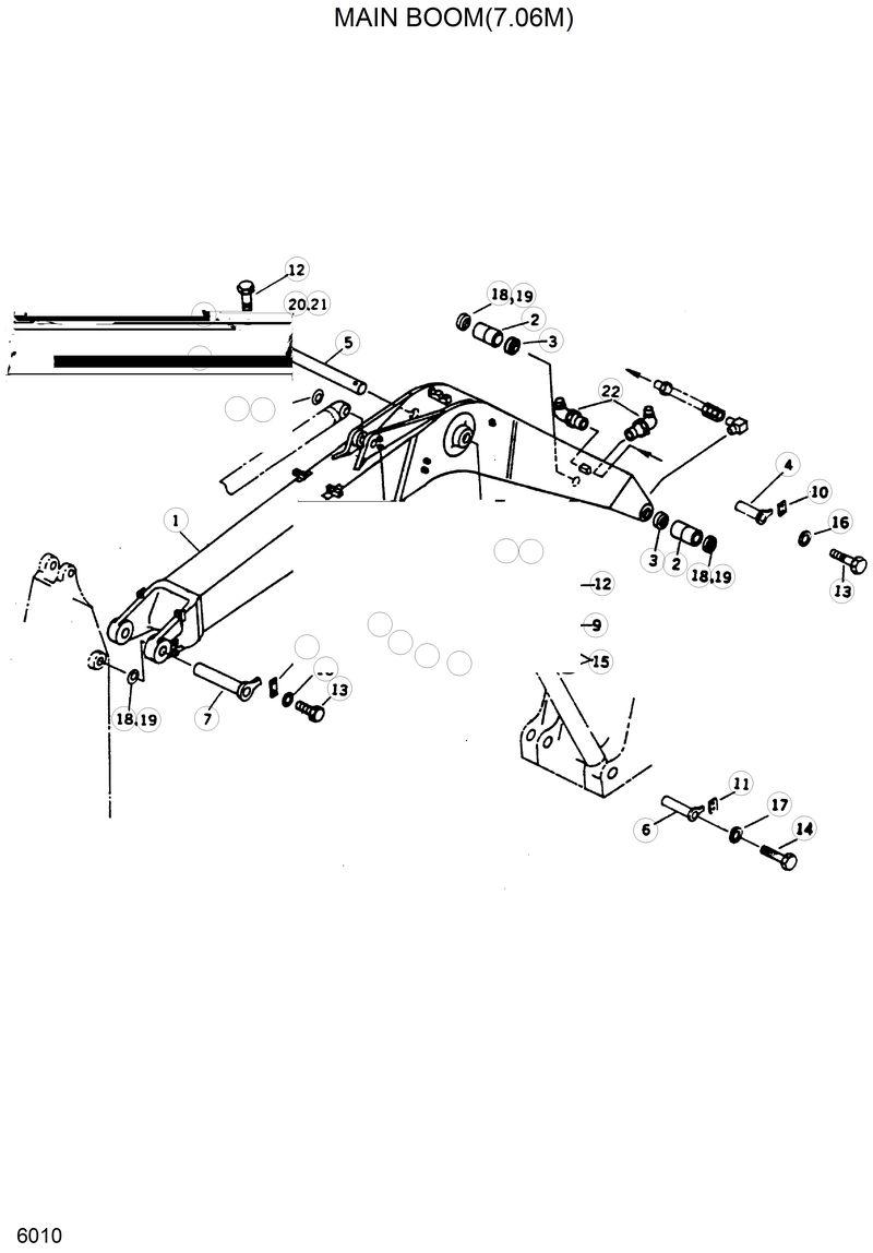 Схема запчастей Hyundai R420 - MAIN BOOM(7.06M) 