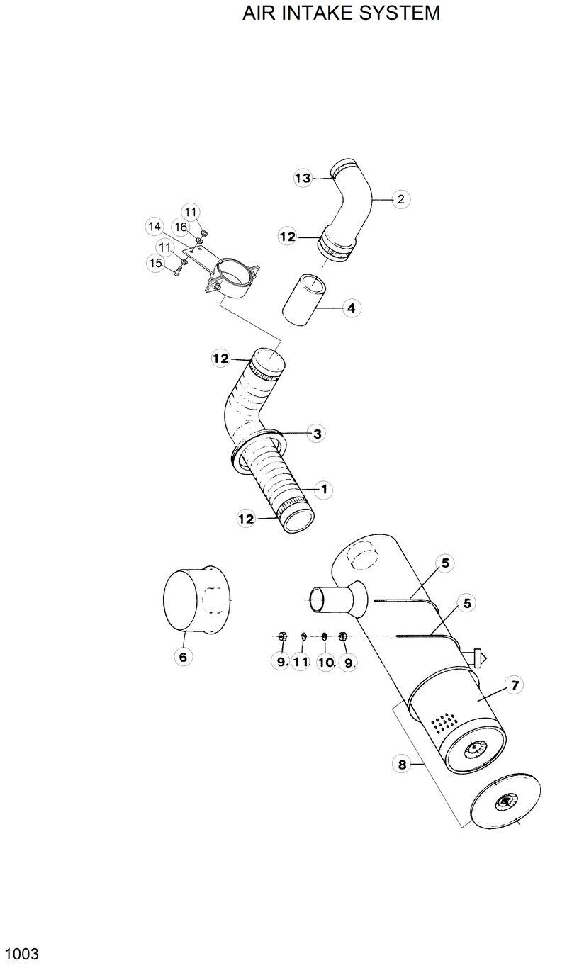 Схема запчастей Hyundai R120W - AIR INTAKE SYSTEM 