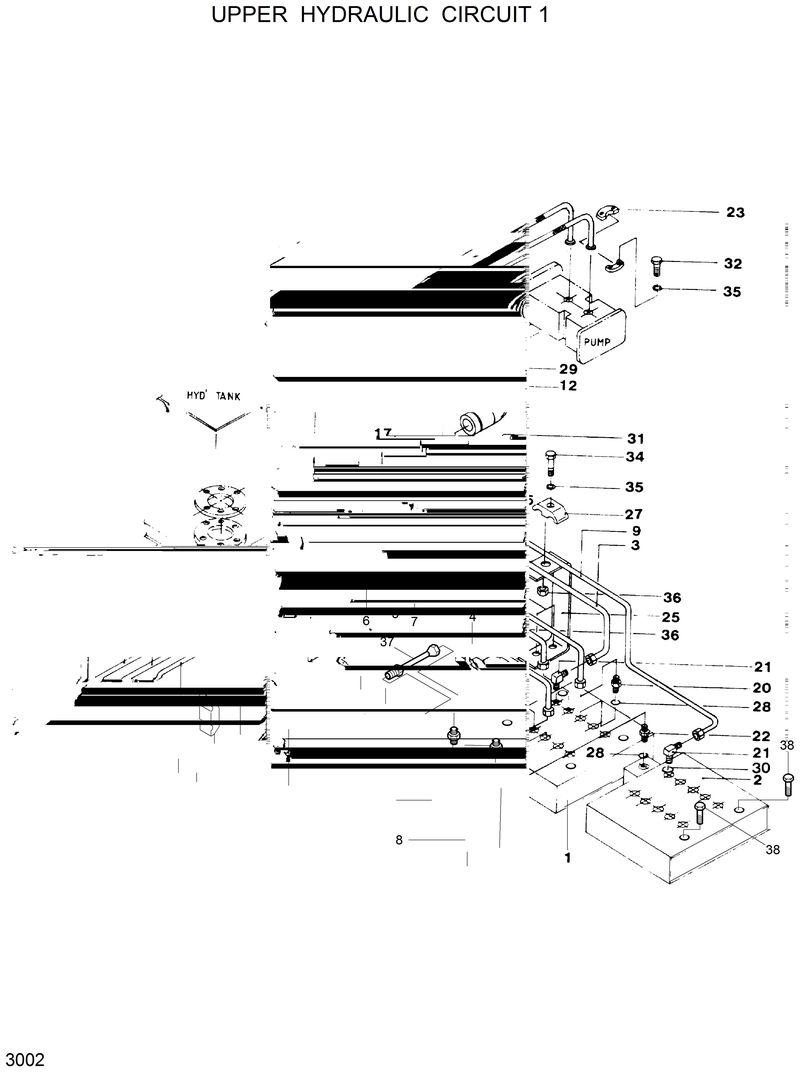 Схема запчастей Hyundai R120W - UPPER HYDRAULIC CIRCUIT 1 