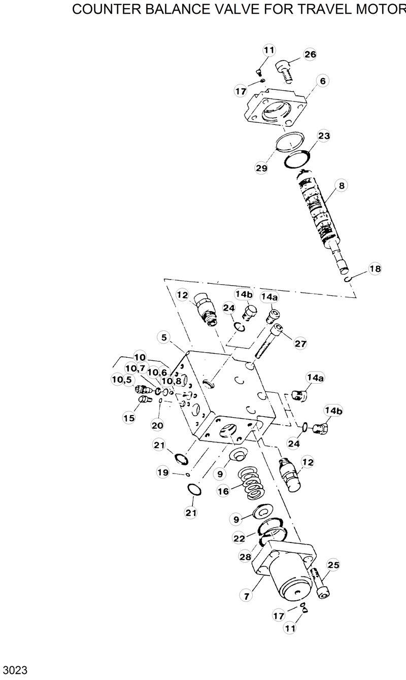 Схема запчастей Hyundai R120W - COUNTER BALANCE VALVE FOR TRAVEL MOTOR 