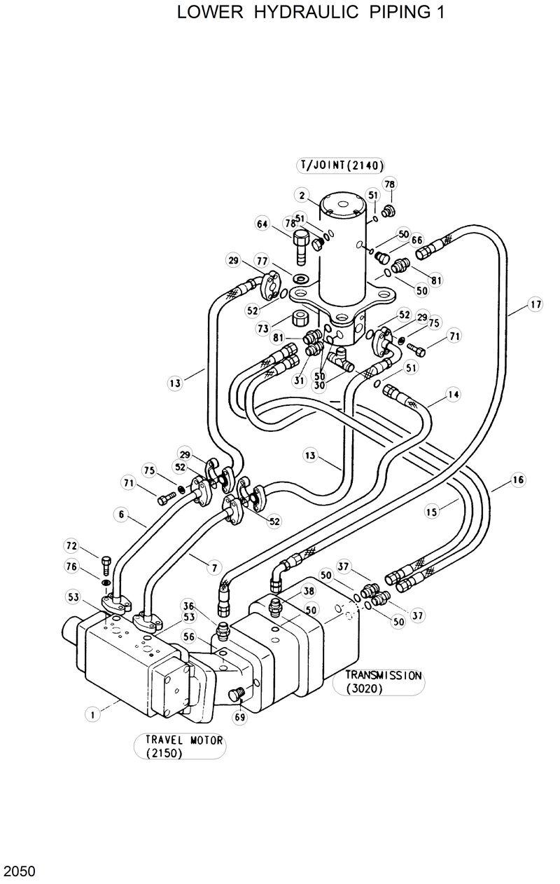 Схема запчастей Hyundai R130W - LOWER HYDRAULIC PIPING 1 