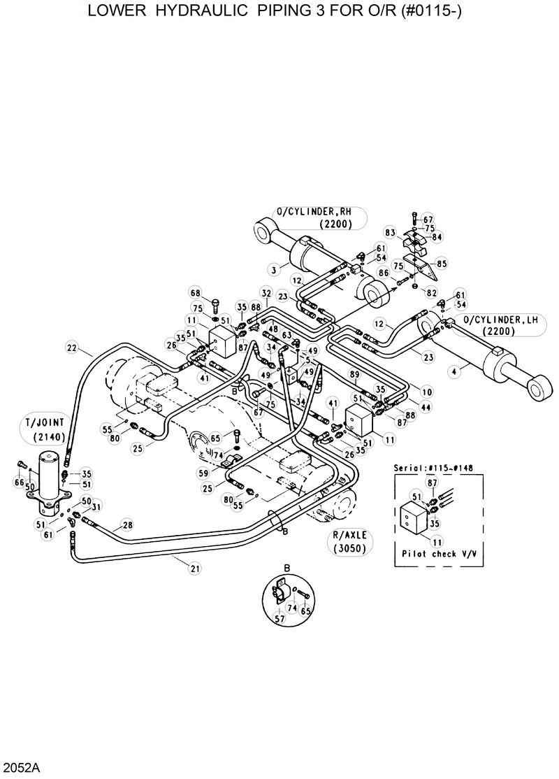 Схема запчастей Hyundai R130W - LOWER HYDRAULIC PIPING 3 FOR O/R(#0115-) 