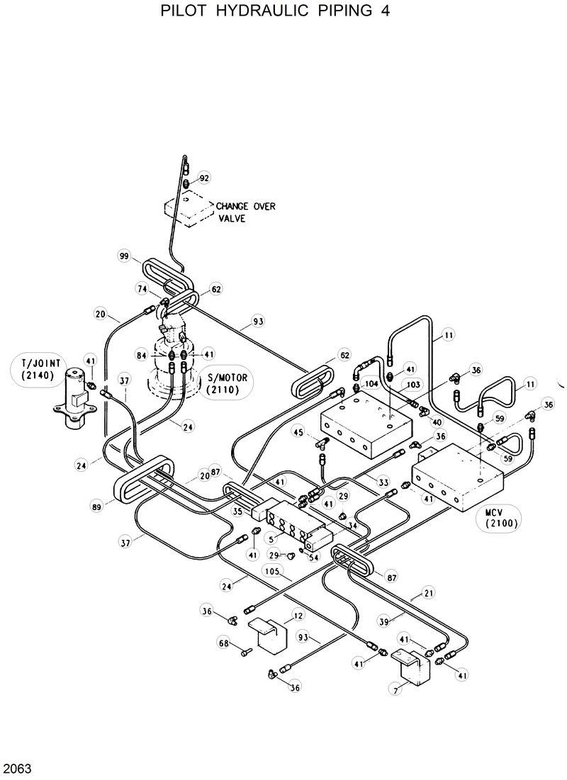 Схема запчастей Hyundai R130W - PILOT HYDRAULIC PIPING 4 