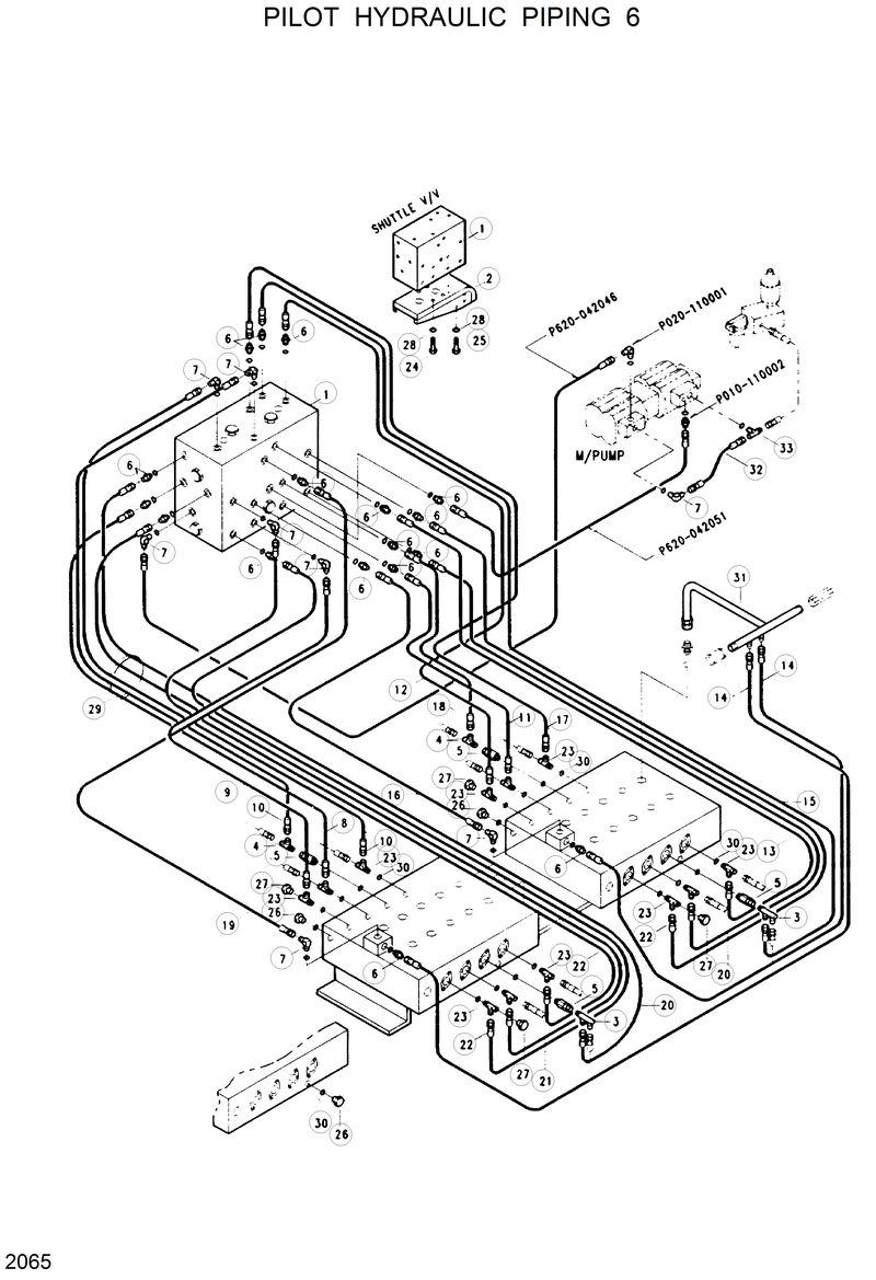 Схема запчастей Hyundai R130W - PILOT HYDRAULIC PIPING 6 