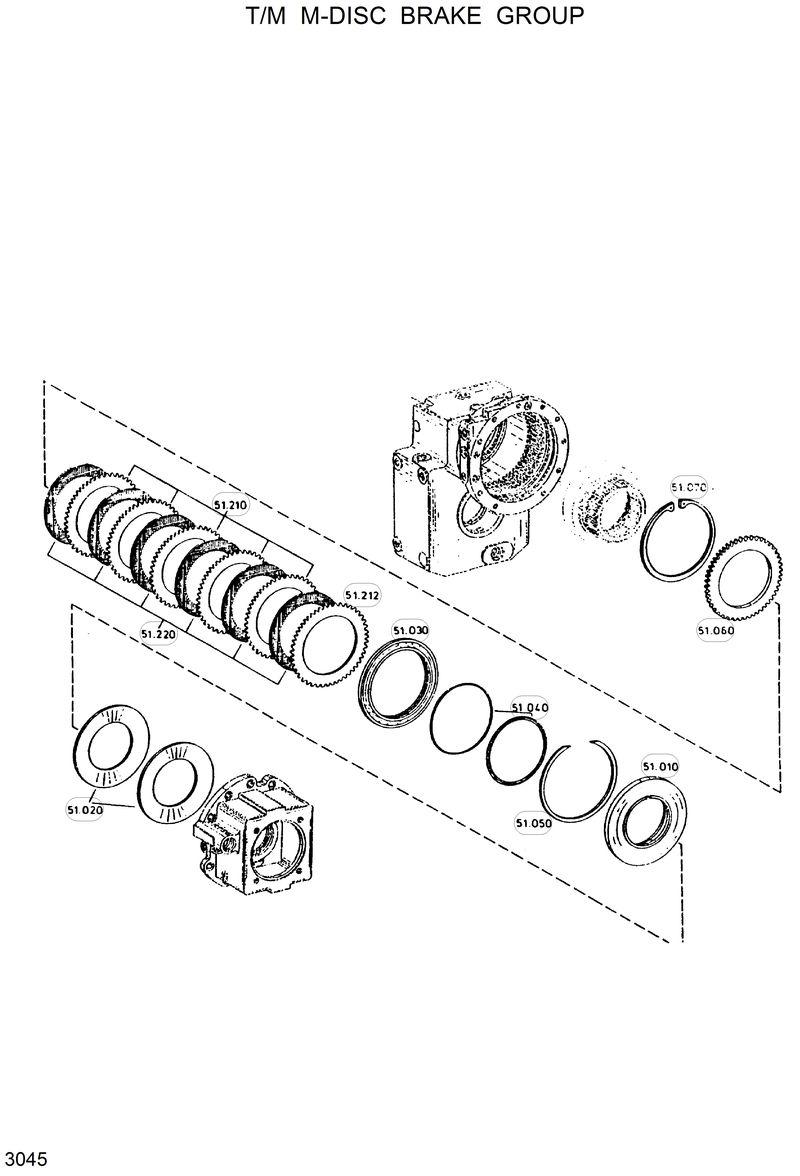 Схема запчастей Hyundai R130W - T/M M-DISC BRAKE GROUP 