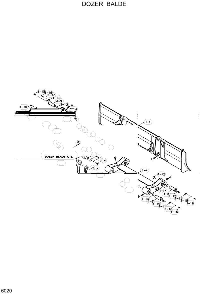 Схема запчастей Hyundai R130W - DOZER BLADE 